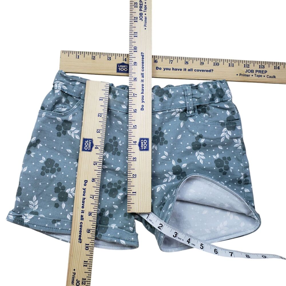 Puppet Floral Shorts Girls 8 Green Polka Dot Denim Elastic Waist Kids - Picture 5 of 10